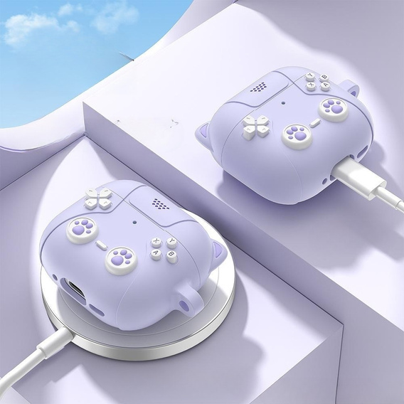 Husă din silicon cu motiv de labă de pisică cu inel pentru Apple AirPods Pro 3