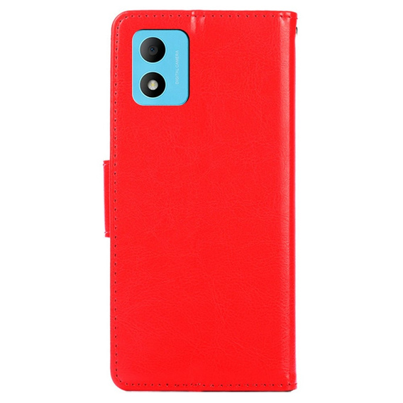 Cu clapetă pentru TCL 305i, PU Leather Wallet Case, roșu