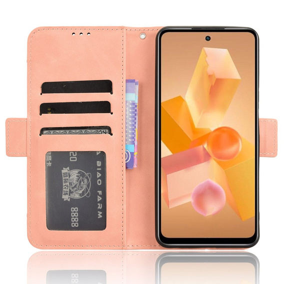 Cu clapetă pentru Infinix Hot 40i, Card Slot, roz