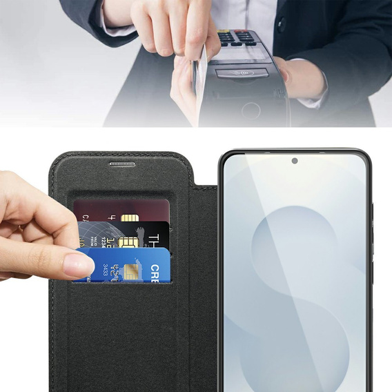 Cu clapetă pentru Samsung Galaxy S25 Edge, RFID Wallet MagSafe CamShield, negru