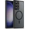 Husă pentru Samsung Galaxy S23 Ultra, pentru MagSafe, ERBORD Matt Case, negru + sticlă pentru ecran