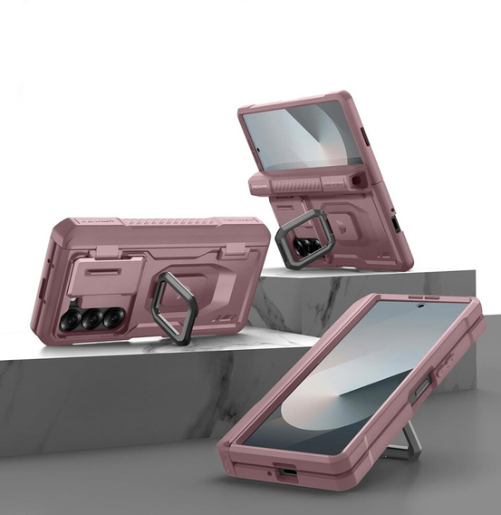 Husă blindată pentru Samsung Galaxy Z Fold 6 5G, Dexnor Full Body S-Pen Slot, roz