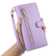 Cu clapetă pentru iPhone 16 Plus, Wallet Zipper Pocket, violet