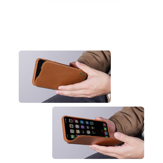 NILLKIN flip case NILLKIN pentru Samsung Galaxy A56, CamShield Qin Pro, piele, negru