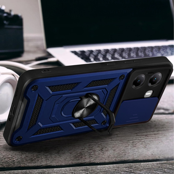 Husă blindată pentru Xiaomi Poco X7 Pro 5G, CamShield Slide, albastru