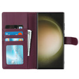 Husă cu clapetă pentru Samsung Galaxy S23 Ultra, portofel, pentru MagSafe, maroon