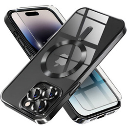 Husă pentru iPhone 14 Pro, Electro MagSafe, negru + Sticlă pentru ecran
