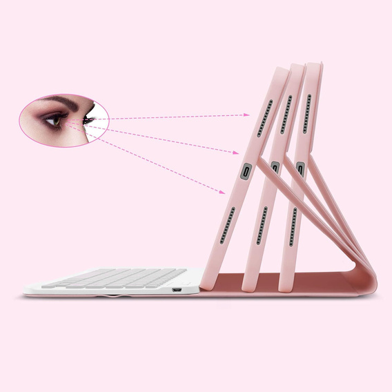 Husă cu tastatură bluetooth iluminată pentru iPad 10.9 2022 (10 gen.), roz