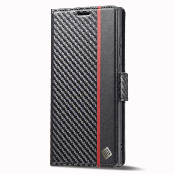 Cu clapetă pentru Samsung Galaxy S23 Ultra, Carbon LC.IMEEKE, negru