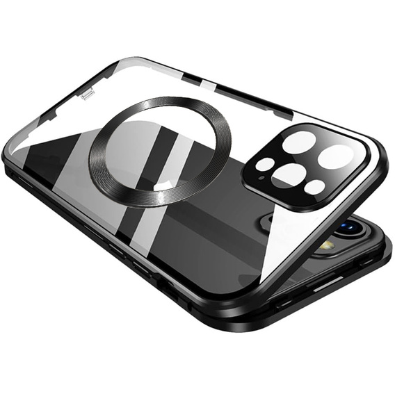Carcasa Magnetic Dual Glass MagSafe pentru iPhone 16 Pro Max, negru