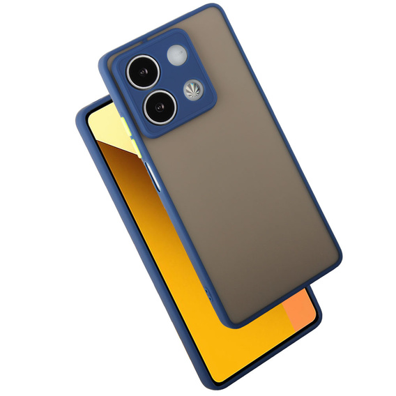 Carcasă din silicon pentru Xiaomi Redmi Note 13 5G, cu protecție pentru camera foto, transparent / albastru + sticlă călită 9H