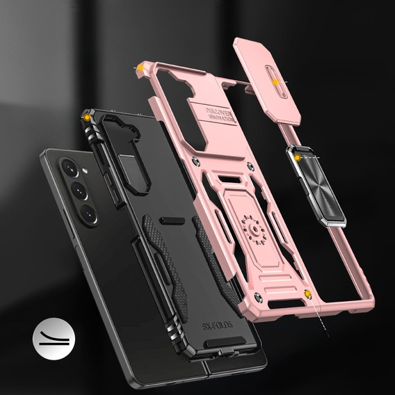 Husă blindată pentru Samsung Galaxy Z Fold6 5G, CamShield Slide, roz rose gold