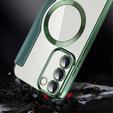 Cu clapetă pentru Samsung Galaxy S23, Wallet, MagSafe, verde