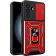 Carcasă blindată pentru Samsung Galaxy A56, CamShield Slide, roșu + sticlă călită 9H