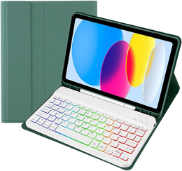 Husă cu tastatură bluetooth iluminată pentru iPad 10.9 2022 (10 gen.), verde