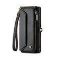 Husă CASEME pentru Samsung Galaxy S25 Ultra, RFID Leather Wallet, cu curea de umăr, negru