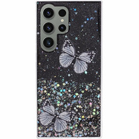 Husă pentru Samsung Galaxy S24 Ultra, Glitter Butterfly, negru