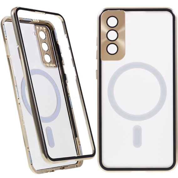 Carcasa Magnetic Dual Glass MagSafe pentru Samsung Galaxy S21, de aur