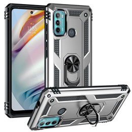 Husă blindată pentru Motorola Moto G60, Nox Case Ring, de argint