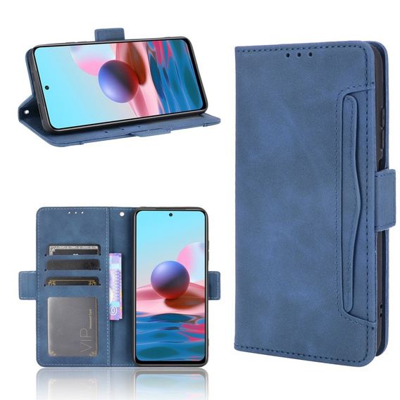 Cu clapetă pentru Xiaomi Redmi Note 10/10S, Card Slot, albastru