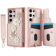 Husa pentru Samsung Galaxy S25 Ultra, Leather Flower Card Slot, roz
