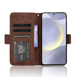 Cu clapetă pentru Samsung Galaxy S25 FE, Card Slot, maro