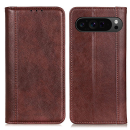 Husă cu clapetă pentru Google Pixel 10 Pro XL / 9 Pro XL, cu buzunar, piele, maro