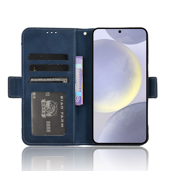 Cu clapetă pentru Samsung Galaxy S25 FE, Card Slot, albastru închis