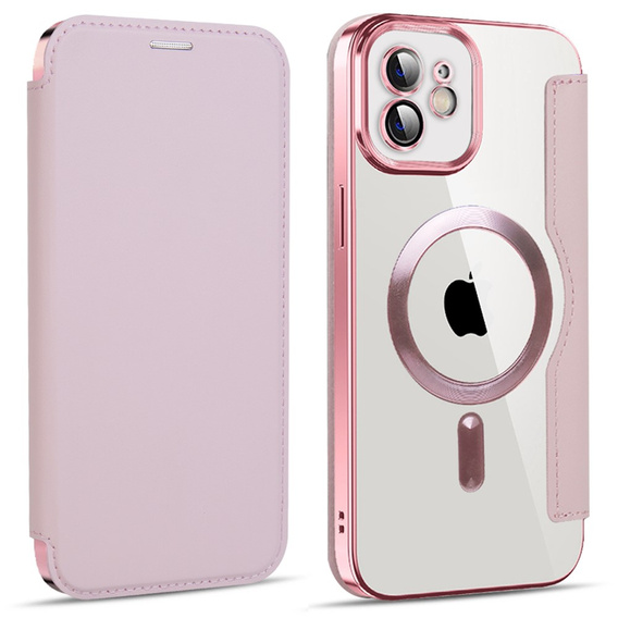 Cu clapetă pentru iPhone 11, RFID Wallet MagSafe CamShield, roz rose gold