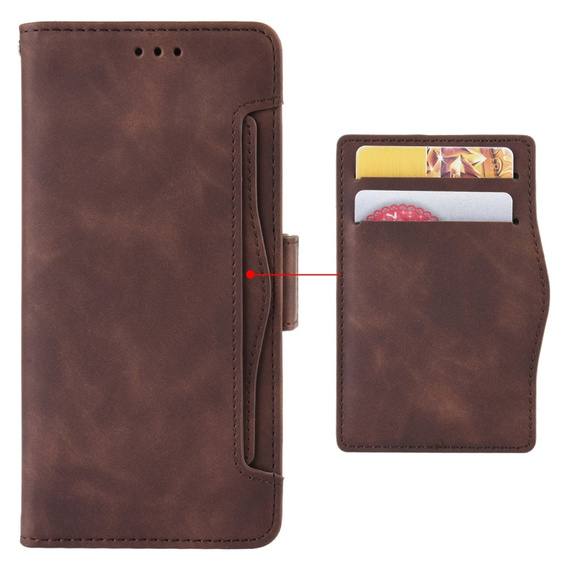 Cu clapetă pentru Xiaomi Redmi Note 13 Pro 5G, Card Slot, maro