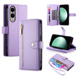 Cu clapetă pentru Samsung Galaxy S25 Edge, Wallet Zipper Pocket, violet