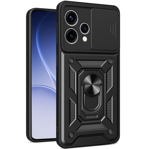 Husă blindată CamShield Slide cu capac pentru cameră și inel pentru Oppo Reno 15, negru