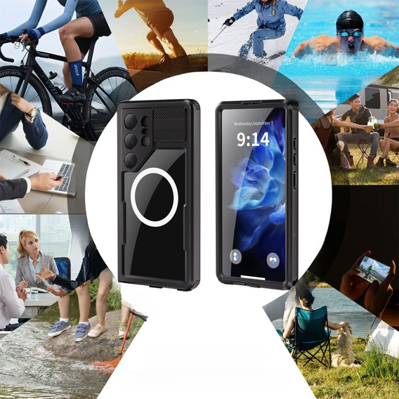 Husă impermeabilă pentru Samsung Galaxy S25 Ultra, Redpepper, pentru MagSafe, negru