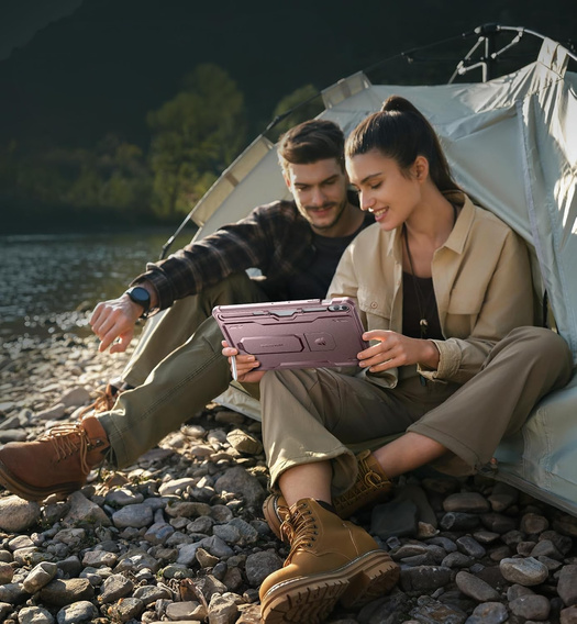 Husă blindată pentru Galaxy Tab S9 FE+ Plus 12.4, Dexnor Full Body, roz