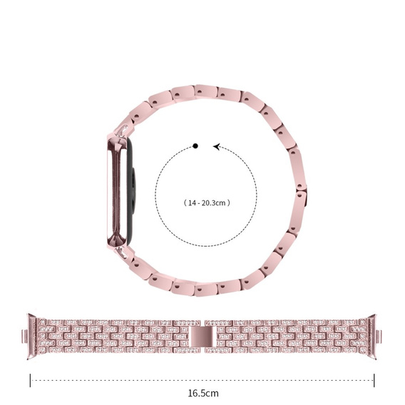 Brățară cu diamante pentru Xiaomi Smart Band 8 Pro, roz