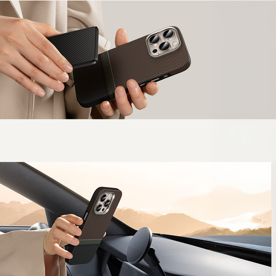 Husă BENKS Kevlar Magnetic Armor Pro Prestige 600D Y066 pentru MagSafe cu buton activ pentru iPhone 16 Pro Max