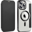 Cu clapetă pentru iPhone 14 Pro Max, RFID Wallet MagSafe CamShield, negru