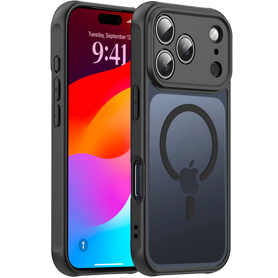 Husă mată pentru iPhone 17 Pro, pentru MagSafe, cu protecție pentru cameră, negru