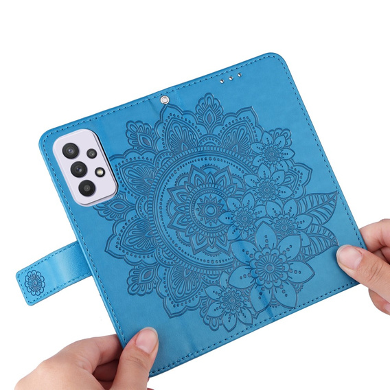 Cu clapetă pentru Samsung Galaxy A33 5G, Mandala Flower, albastru