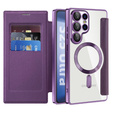 Cu clapetă pentru Samsung Galaxy S25 Ultra, RFID Wallet MagSafe CamShield, violet