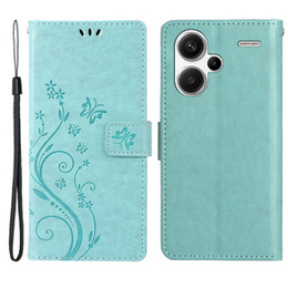 Cu clapetă pentru Xiaomi Redmi Note 13 Pro+, Butterfly, caz albastru