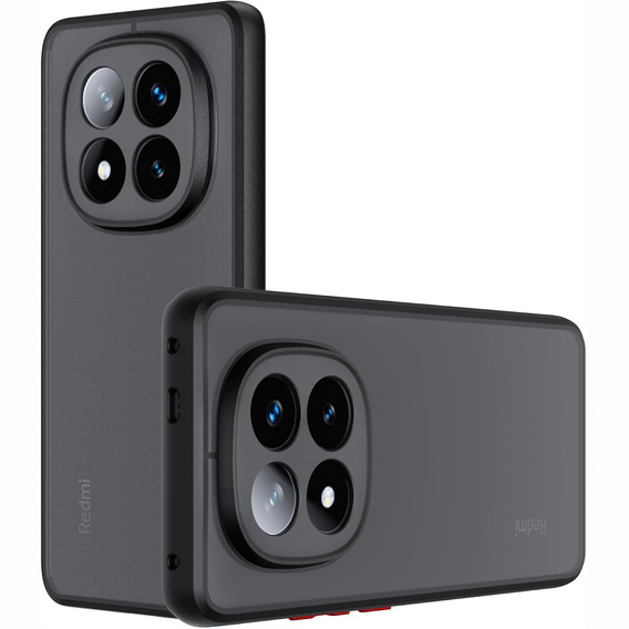 Husă din silicon pentru Xiaomi Redmi Note 14 Pro 5G /  Poco X7 5G, cu protecție pentru cameră, transparent / negru + sticlă călită 9H
