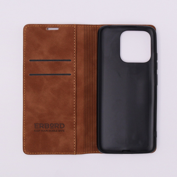 Husă pentru Xiaomi Redmi 12C, ERBORD Vintage, portofel cu clapetă, maro