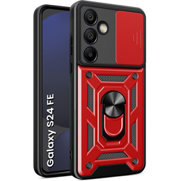 Husă blindată pentru Samsung Galaxy S24 FE, CamShield Slide, roșu