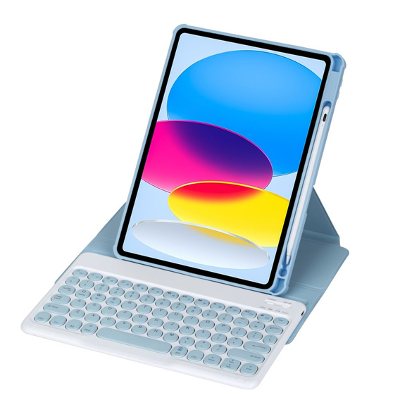 Husă pentru tastatură pentru iPad 11" 2025 A16 (11 gen.) / iPad 10.9" 2022 (10 gen.), Rotary 360° Leather, caz albastru