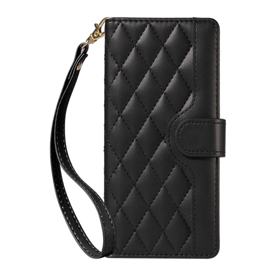 Husă cu clapetă pentru Xiaomi Redmi Note 14 Pro 5G / Xiaomi Redmi Note 14 Pro+ 5G / Xiaomi Poco X7 5G, Rhombus Crossbody Leather, negru