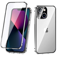 Husa pentru iPhone 13, Magnetic Dual Glass, de argint