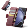 Husa cu clapetă CASEME pentru Samsung Galaxy Z Fold6 5G, Litchi Wallet, roșu
