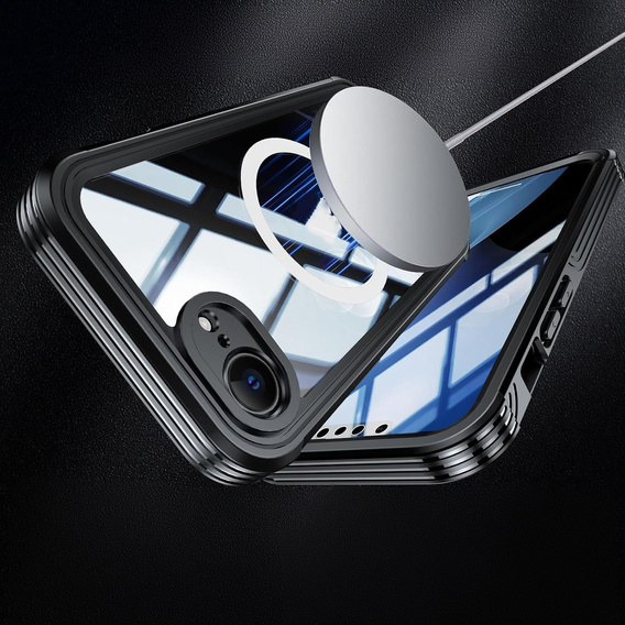 Husă pentru iPhone 16E, Shockproof, cu sticlă, pentru MagSafe, negru