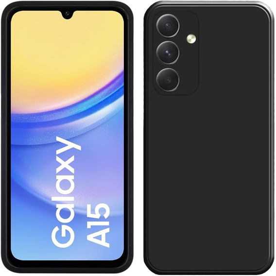 Carcasa pentru Samsung Galaxy A15, Silicone Lite, negru + sticlă 9H
